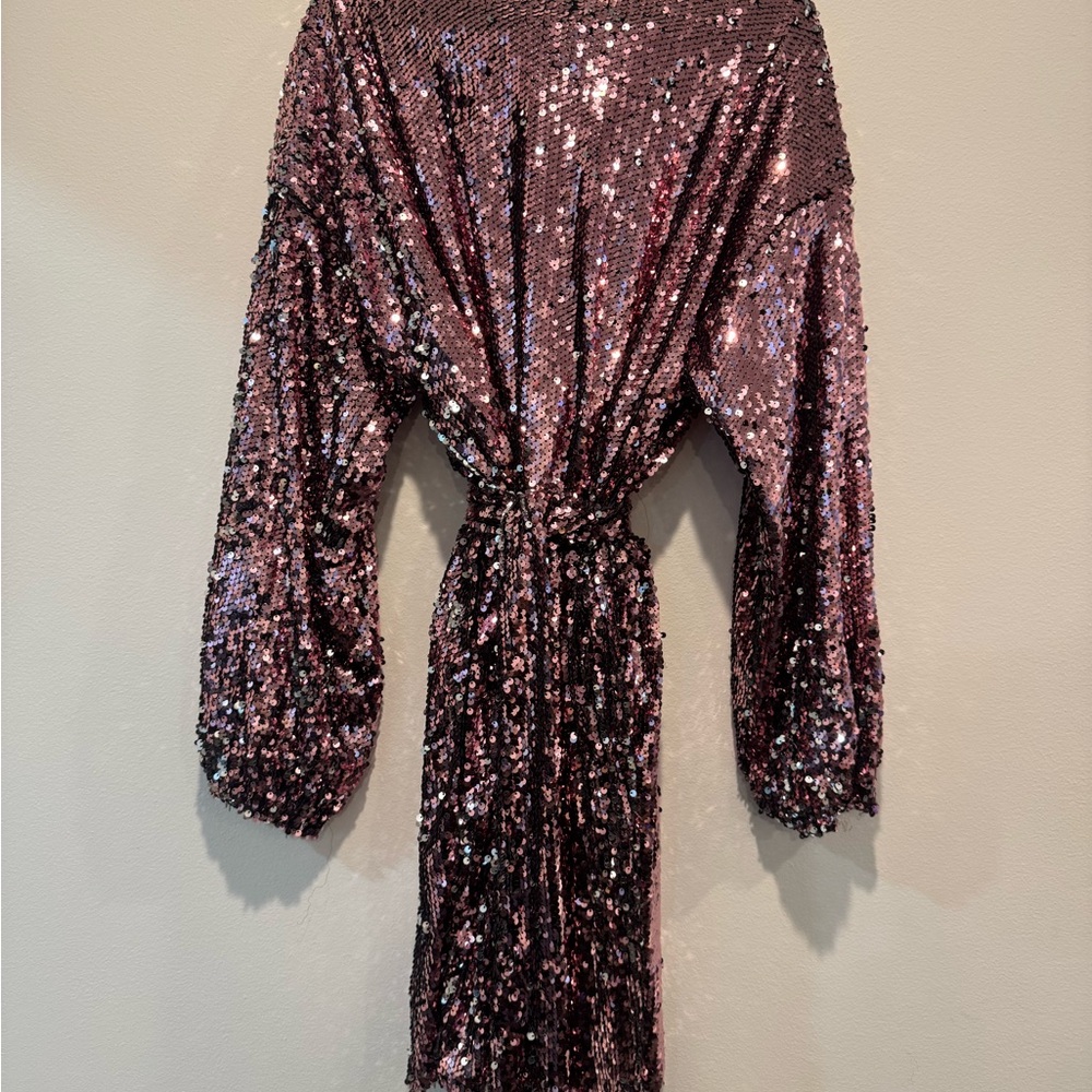 Sequin Long Sleeve Dress - Pink